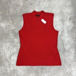 Ming Wang Sleeveless Red Knit Top Size L Rayon/Polyester Blend